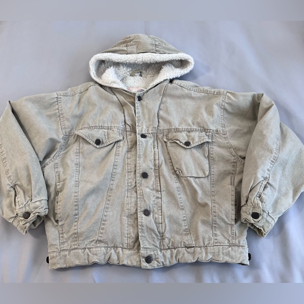 VTG Sergio Valente |  Denim Vintage 80s  Jean Jacket Hood‎ Tan Sz L y2K